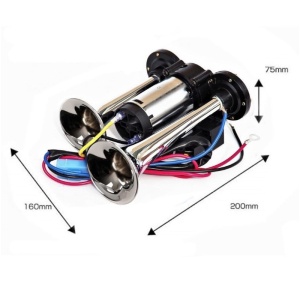 Claxon Auto, goarne cu 2 pipe Cromate si Compresor Integrat, Universal, Camion, TIR ,12V ATA3232 - Img 2
