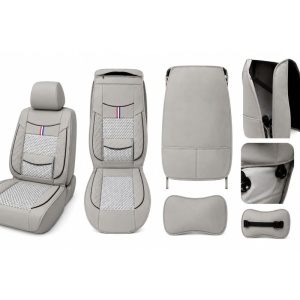 Husa scaun auto universala -Imitatie piele si material textil respirabil GRI - Img 2