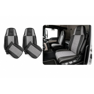 Set huse scaun camion MAN THX II (2020+) Negru/Gri,piele ecologica si catifea