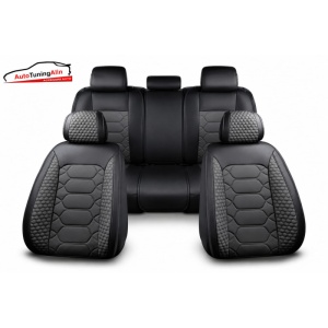 Set huse scaun universale din piele ecologica negru,set complet fata-spate