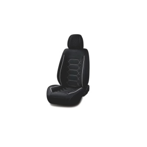 Set huse scaune auto universale, material textil negru cu dunga alba, fata-spate