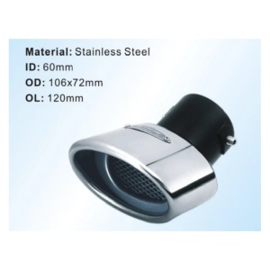 Ornament toba inox, oval 106x72mm, diam. intrare 60 mm, lungime 150 mm ATA00097 - Img 2
