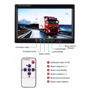 Kit de mers inapoi cu camera si monitor display de 7 inch 12V-24V pentru Camioane,Bus-uri,Autocare - Img 3