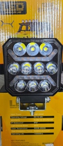 Proiector LED auto patrat cu 10 lentile si lumini de pozitie,10-30V,IP67