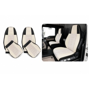 Set huse scaun camion MAN THX II (2020+) Negru/Crem,piele ecologica si catifea - Img 2