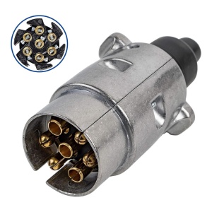 Stecher de remorca cu 7 pini, Aluminiu, 12V, Argintiu/Negru ATA01489