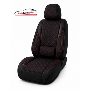 Husa scaun auto universală – material textil premium, negru cu rosu