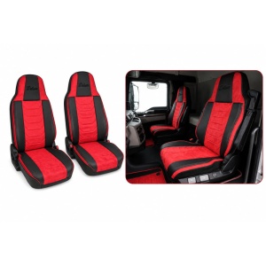 Set huse scaun camion MAN THX II (2020+) Negru +Rosu,piele ecologica si catifea