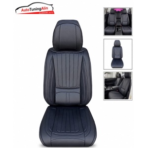 Set huse scaun Universale din Piele Ecologica Neagra Premium-set complet Fata +Spate - Img 2