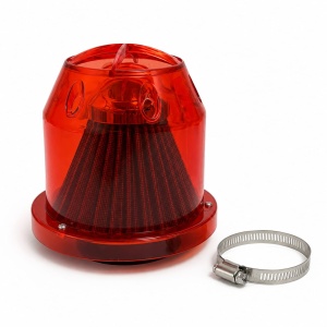 Filtru de Aer Sport Universal conic cu carcasa de protectie Rosie