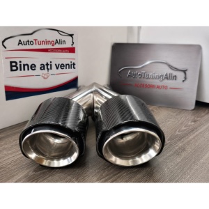 Set 2 Ornamente Toba Dubla Universale Inox + Carbon , compatibil BMW AMIO-04069 - Img 5