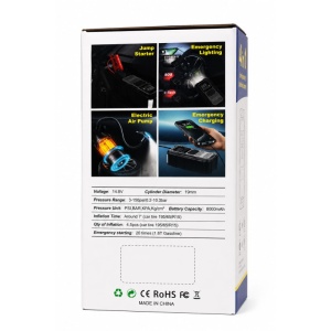 Compresor Auto Portabil cu Jump Starter 4 în 1 RCHANG 8000mAh, 150 PSI, 12V–14.8V, Lanternă LED și Power Bank - Img 2