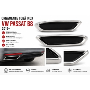 Ornamente evacuare inox compatibile cu VW Passat B8 2015-2019 sedan - Img 5