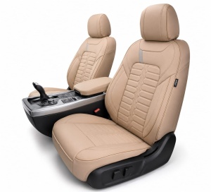 Set huse scaune auto Milano HybridFit – crem, piele ecologică, universale, față-spate - Img 3
