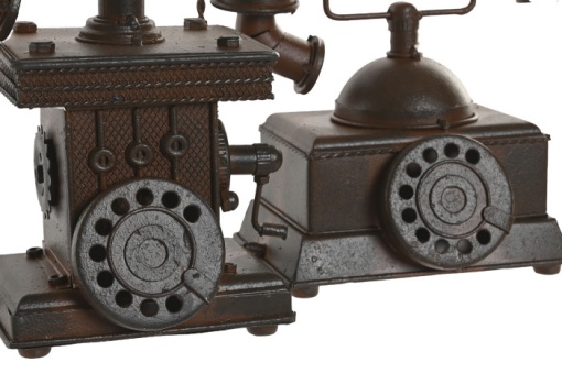 Decorațiune de telefon vintage cu disc din metal în culori negru sau maro - Img 1