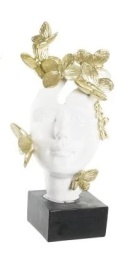 Decor elegant bust de femeie albă cu fluturi aurii