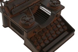 Decorațiune mașină de scris vintage din metal de culoare ruginie - Img 2