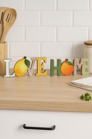 Decorațiune rustic elegant din lemn LOVE/HOME cu lămâie și portocală - Img 2
