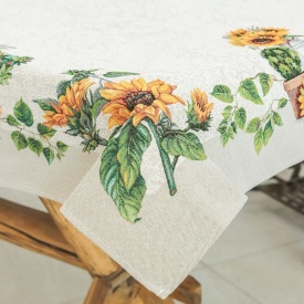 Față de masă Goblen cu Floarea-Soarelui și Ulcior 96x100 cm - Img 4