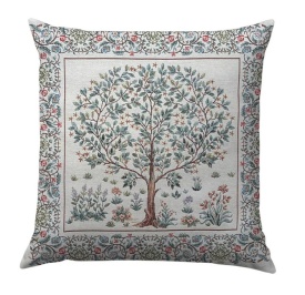 Față de pernă decorativă în stil William Morris cu fond gri 45x45 cm - Img 3