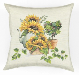 Față de pernă Goblen cu Floarea-Soarelui și Ulcior 45x45 cm - Img 4
