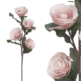 Floare decorativă elegantă de trandafiri culoare roz pudrat de 37cm