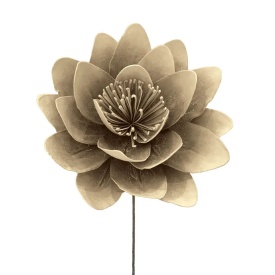 Floare decorativă elegantă mare bej cu auriu de 80 cm