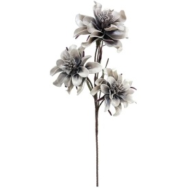 Ramură decorativă artificială cu flori de culoare gri 106cm