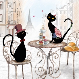 Șervețel decorativ mare de masă Cats in Paris - Img 2