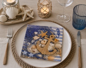 Șervețel decorativ mare de masă Nautic Elements