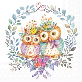 Șervețel decorativ mare de masă Owl Couple in Love - Img 2