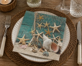 Șervețel decorativ mare de masă Starfish & Shells