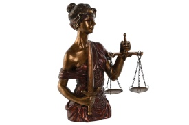 Statuetă elegantă cu bust Doamna Justiție culoare arămiu