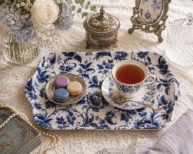 Tavă mică Delft Blue florals