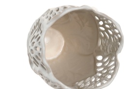 Vază decorativă ceramică mare alb cu crem - Img 3