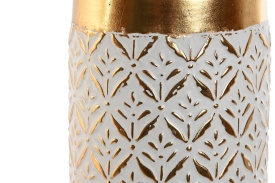 Vază decorativă elegantă alb cu auriu din metal - Img 2