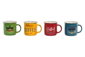 Cană cafea mare Coffee din porțelan cu design retro colorat - Img 2