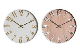 Ceas de perete elegant cu cadran alb sau aspect lemn natur