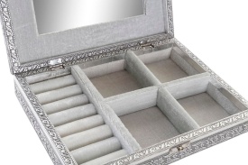 Cutie de bijuterii elegantă din lemn și aluminiu model cu Copacul Vieții dreptunghiular - Img 2
