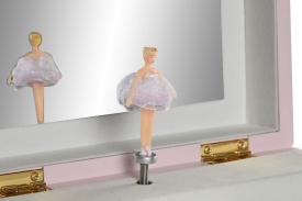 Cutie de bijuterii elegantă roz cu oglindă și mecanism muzical - Img 4