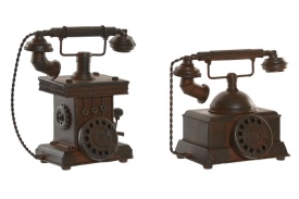 Decorațiune de telefon vintage cu disc din metal în culori negru sau maro - Img 2