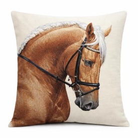Față de pernă decor elegant din goblen spaniol cu motiv ecvestru - Img 3