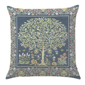 Față de pernă decorativă în stil William Morris cu fond albastru 45x45 cm - Img 2