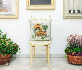 Față de pernă Goblen cu Floarea-Soarelui și Ulcior 45x45 cm