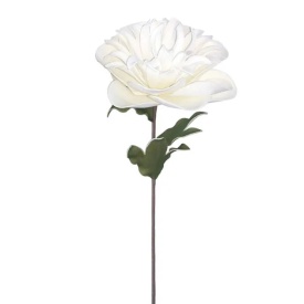 Floare decoratrivă de trandafir elegant alb de 75 cm
