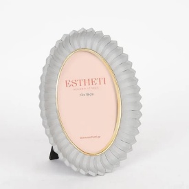 Ramă foto decorativă oval alb/auriu