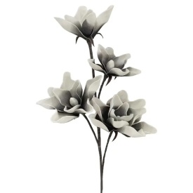 Ramură cu flori decorative în culori gri cu alb de 100 cm
