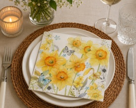 Șervețel decorativ mare de masă Classic Daffodils