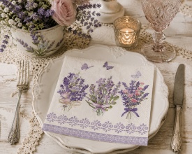 Șervețel decorativ mare de masă Lovely Lavender White