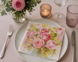 Șervețel decorativ mare de masă Vintage Roses